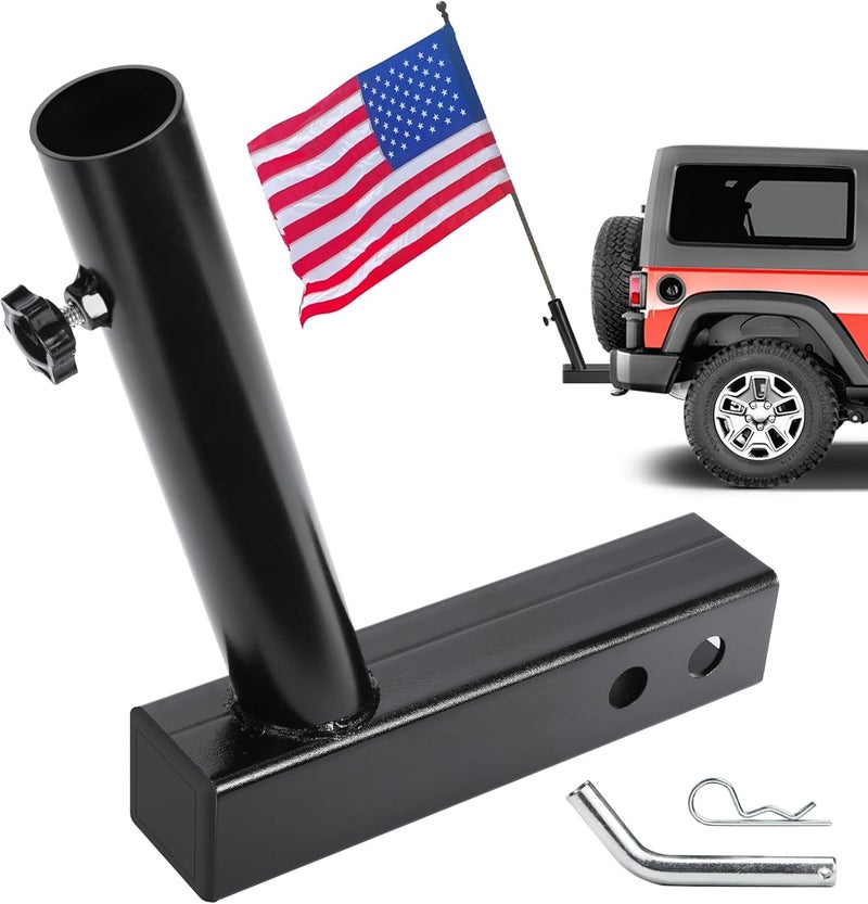 DenForste Hitch Flag Pole Holder, Flagpole Hitch Mount Universal, Angled Flag Pole Holder, Fit for 2 inch Hitch Receiver, Compatible with Trailer Truck Jeep RV Pickup - Image 1
